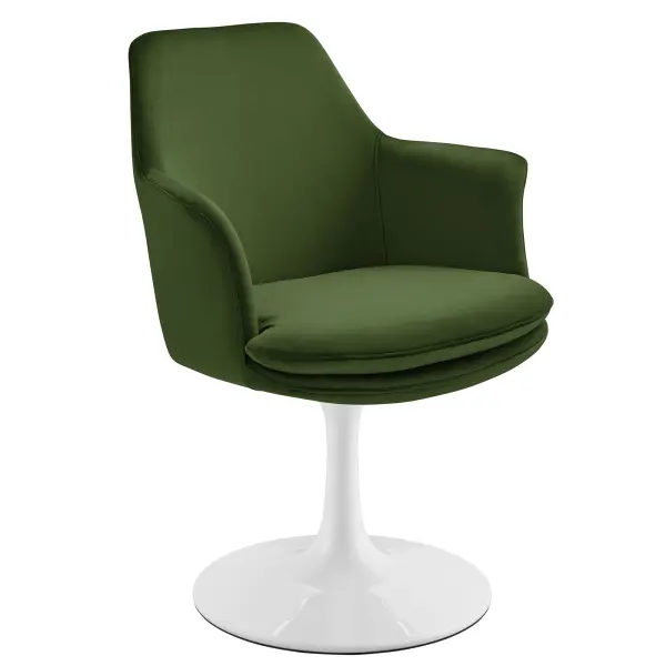 EEI-6957-WHI-MOG Lippa Performance Velvet Swivel Dining Armchair by Modway
