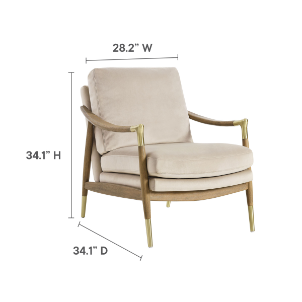 Eei 7056 Alm Wal Langford Performance Velvet Accent Armchair By Modway In Beige 3
