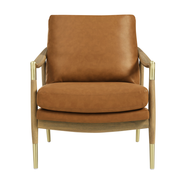 Eei 7138 Tan Wal Langford Vegan Leather Accent Armchair By Modway In Brown 6