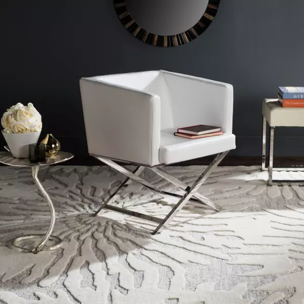 FOX2033C Celine Bonded Leather Chrome Cross Leg Chair