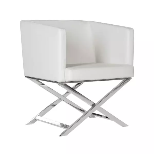 FOX2033C Celine Bonded Leather Chrome Cross Leg Chair