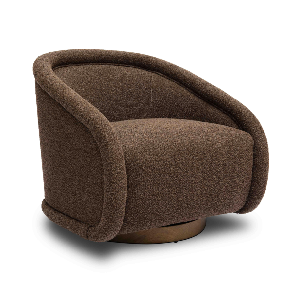 TOV-S69069 Rory Chocolate Brown Boucle Swivel Chair