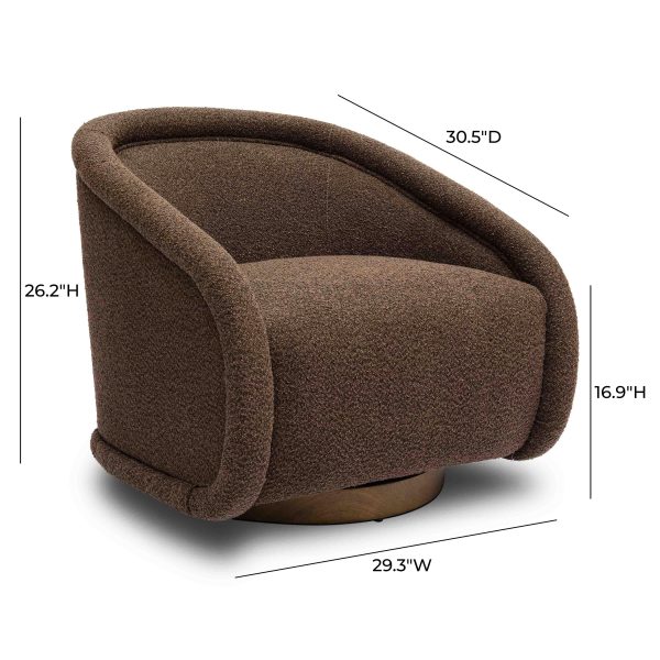Tov S69069 Rory Chocolate Brown Boucle Swivel Chair 6