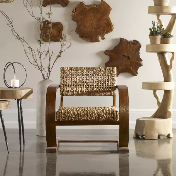 23483 Uttermost Rehema Natural Woven Accent Chair
